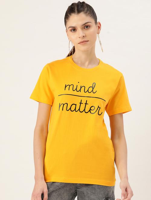 women's chest print round neck t-shirt - 19697197 - Very Small Image - 1