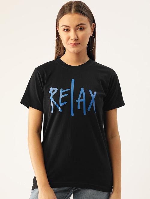 women's chest print round neck t-shirt - 19697204 - Very Small Image - 1