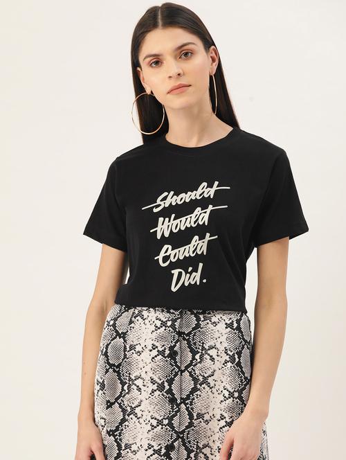 women's front print round neck t-shirt - 19697209 - Very Small Image - 1