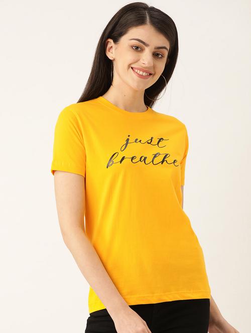 women's chest print round neck t-shirt - 19697213 - Very Small Image - 1