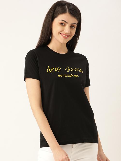 women's chest print round neck t-shirt - 19697219 - Very Small Image - 1