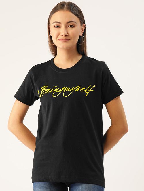 women's chest print round neck t-shirt - 19697230 - Very Small Image - 1