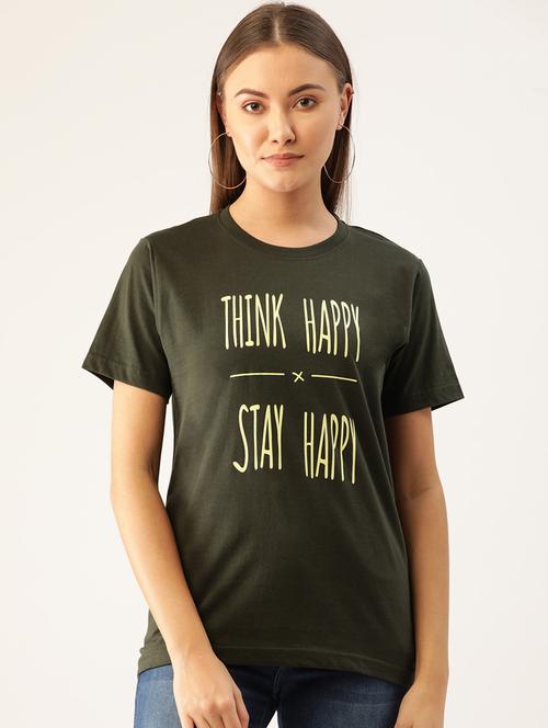 women's chest print round neck t-shirt - 19697239 - Very Small Image - 1