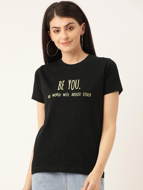 women's chest print round neck t-shirt - 19697240 - Very Small Image - 1