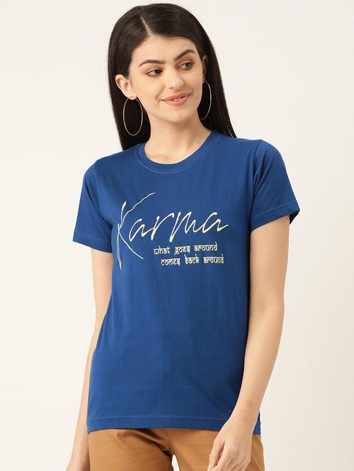 women's chest print round neck t-shirt - 19697245 - Very Small Image - 1