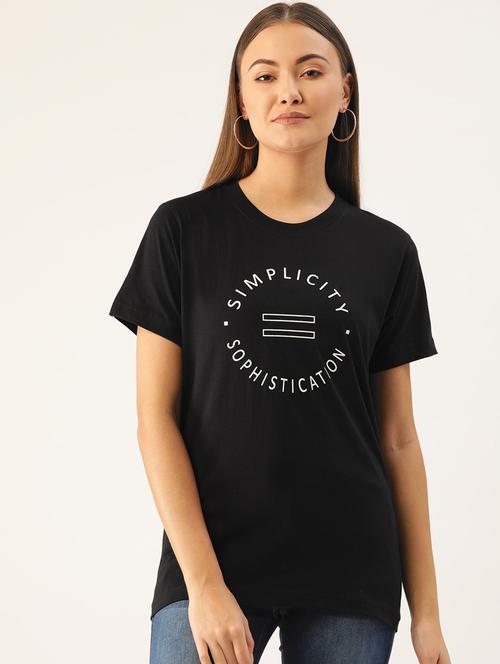 women's chest print round neck t-shirt - 19697259 - Very Small Image - 1