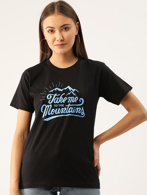 women's chest print round neck t-shirt - 19697262 - Very Small Image - 1