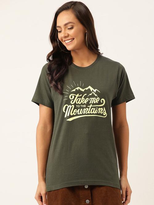 women's chest print round neck t-shirt - 19697263 - Very Small Image - 1