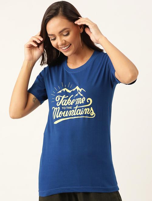 women's chest print round neck t-shirt - 19697264 - Very Small Image - 1