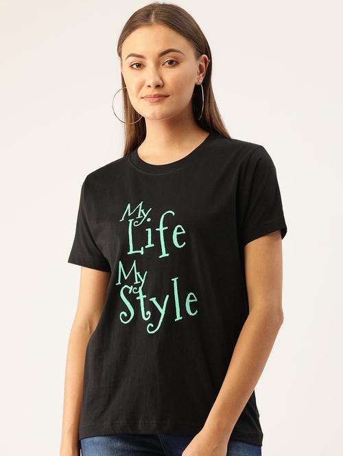 women's front print round neck t-shirt - 19697286 - Very Small Image - 1