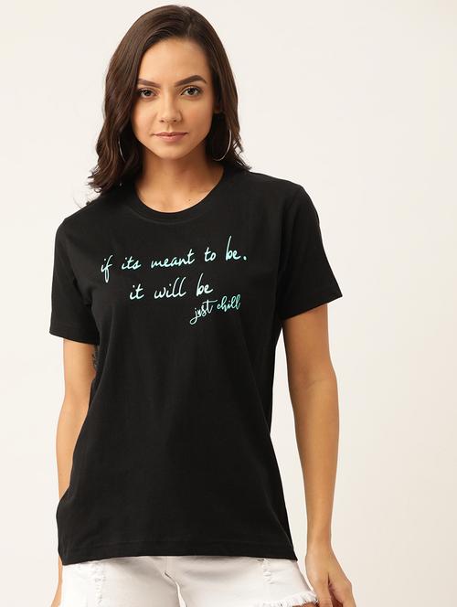 women's chest print round neck t-shirt - 19697287 - Very Small Image - 1