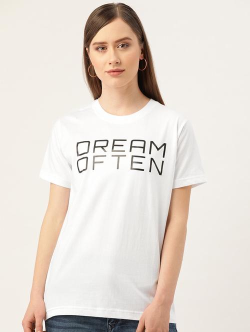 women's chest print round neck t-shirt - 19697298 - Very Small Image - 1