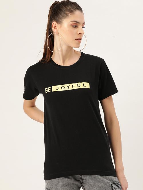 women's chest print round neck t-shirt - 19697306 - Very Small Image - 1