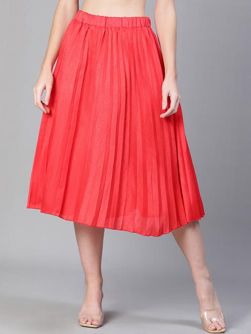 red solid pleated skirt - 19697382 - Very Small Image - 1
