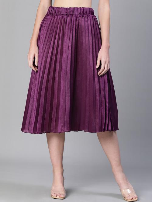 purple solid pleated skirt - 19697383 - Very Small Image - 1