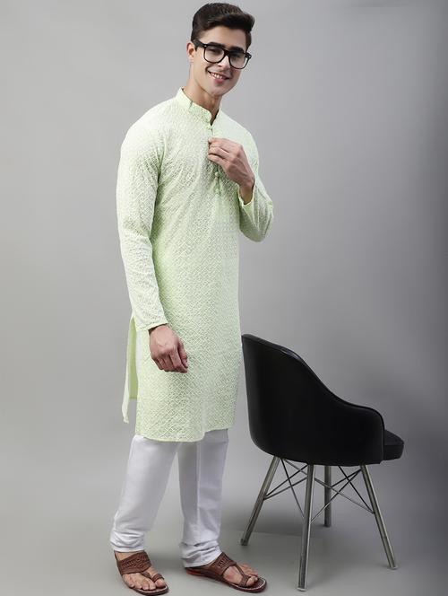 men mandarin collar embroidered kurta  - 19697810 - Very Small Image - 1