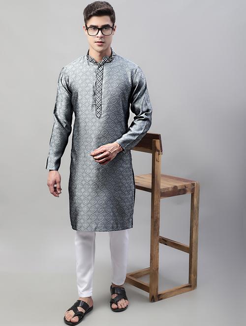 men mandarin collar embroidered kurta  - 19697815 - Very Small Image - 1