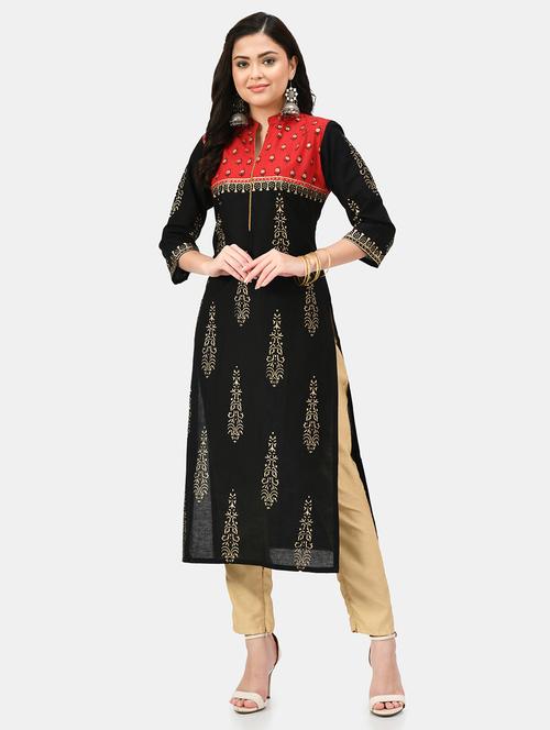 women's straight kurta - 19698280 - Very Small Image - 1