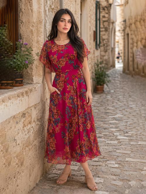 women's fit & flare floral dress - 19698550 - Very Small Image - 1