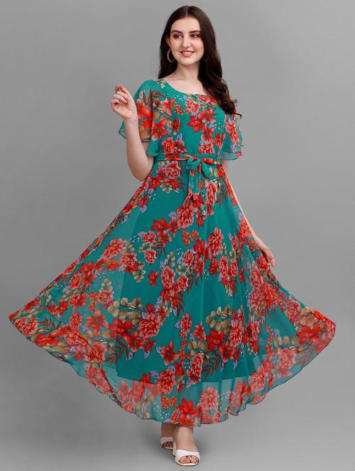 women's fit & flare floral dress - 19698559 - Very Small Image - 1