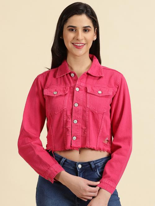 women shirt collar solid jacket - 19698868 - Very Small Image - 1