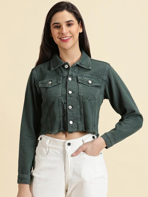 women shirt collar solid jacket - 19698869 - Very Small Image - 1