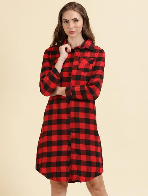 women shirt collar checkered shirt - 19698879 - Very Small Image - 1