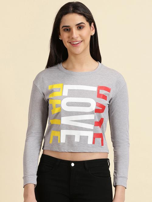 women's crop round neck top - 19699109 - Very Small Image - 1