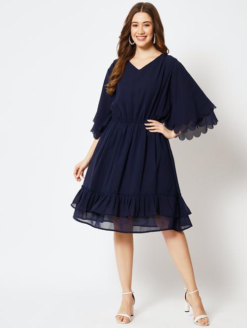 women's fit & flare solid dress - 19699190 - Very Small Image - 1