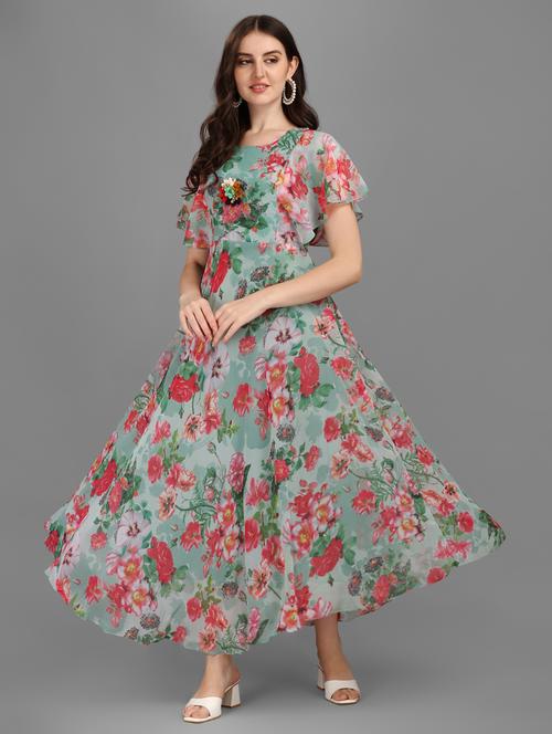 women's fit & flare floral dress - 19701792 - Very Small Image - 1