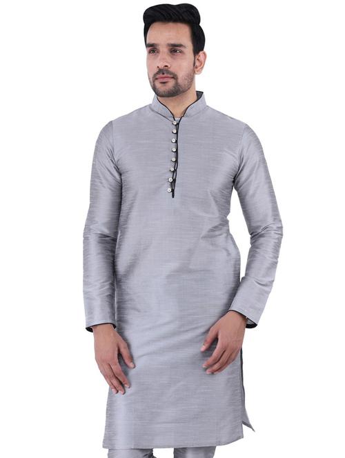 mandarin neck solid medium kurta - 19702613 - Very Small Image - 1