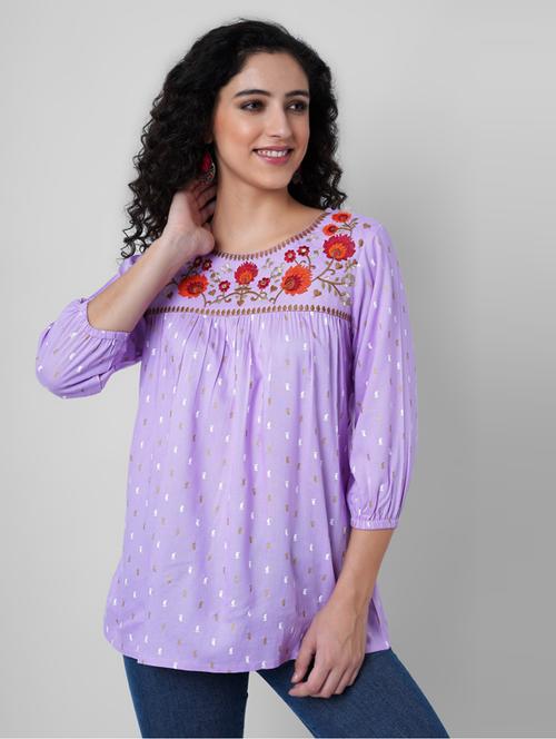 purple printed regular top - 19702900 - Very Small Image - 1
