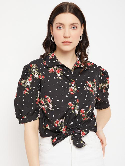 women's blouson collared top - 19705485 - Very Small Image - 1