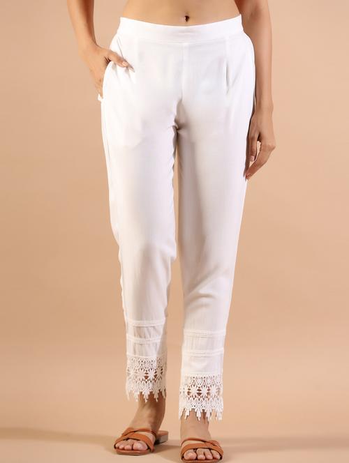 white solid flat front trousers  - 19707488 - Very Small Image - 1