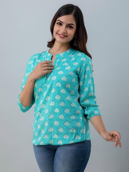 women's straight mandarin neck top - 19709097 - Very Small Image - 1