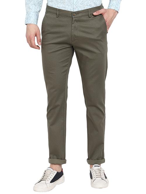 green polyester chinos casual trousers - 19709374 - Very Small Image - 1