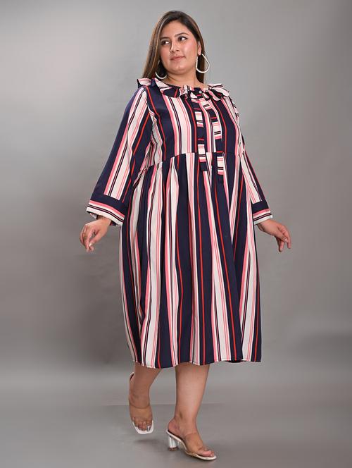 women's fit & flare striped dress - 19710535 - Very Small Image - 1