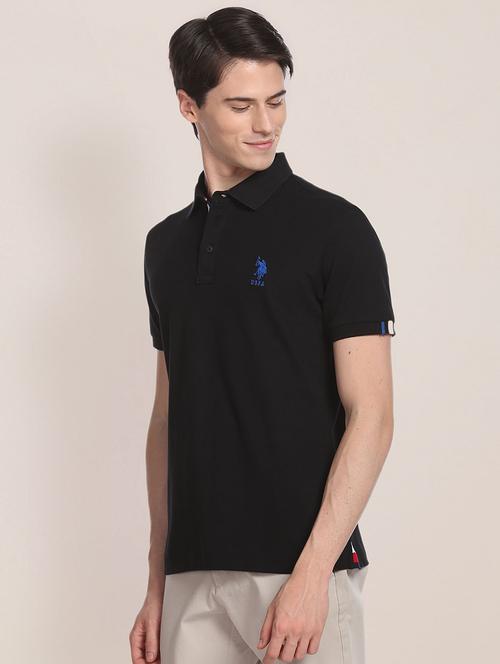 black cotton polo t-shirt - 19713033 - Very Small Image - 1