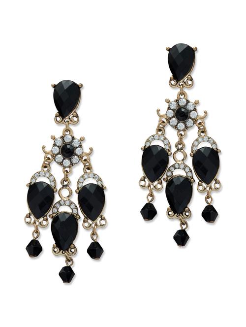 fancy black stone earrings - 19715 - Very Small Image - 1