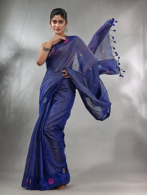 women's self design navy blue colored saree - 19717768 - Very Small Image - 1