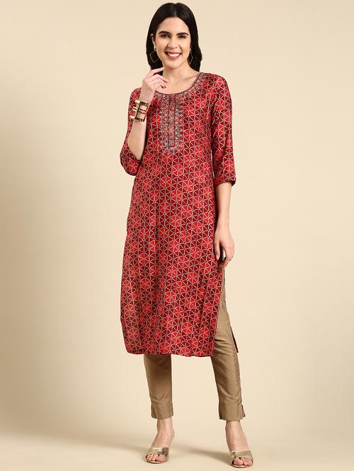 women's straight kurta - 19719272 - Very Small Image - 1