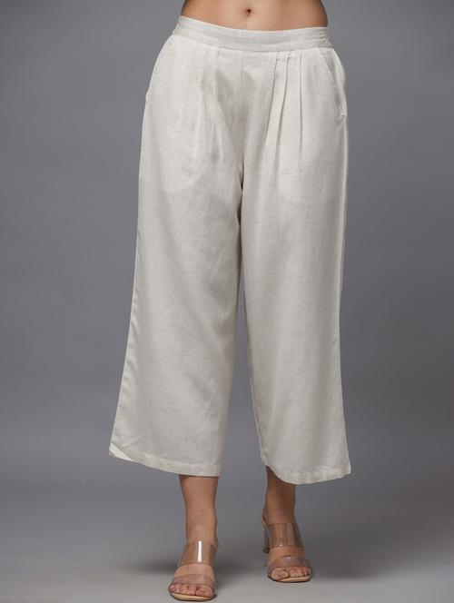 white solid flared palazzo - 19719641 - Very Small Image - 1