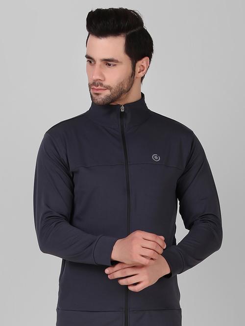 men high neck solid casual jacket - 19723629 - Very Small Image - 1