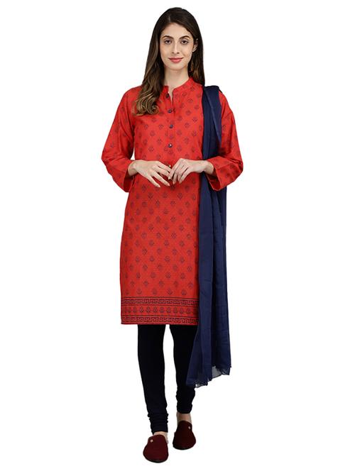 women printed kurta churidaar set with dupatta - 19724809 - Very Small Image - 1