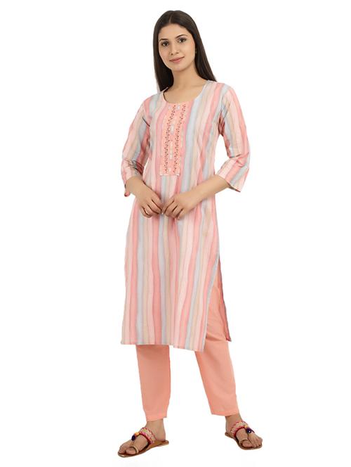 printed round neck kurta pant set - 19724855 - Very Small Image - 1