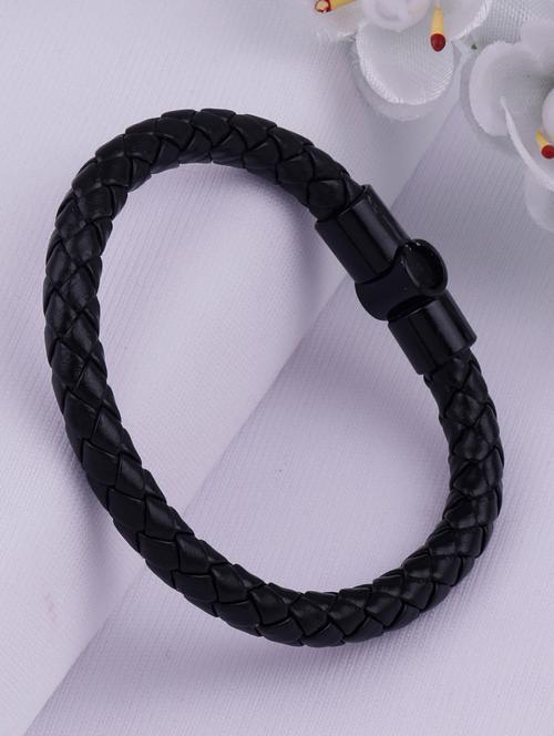 black braided leather bracelet - 19734161 - Very Small Image - 1