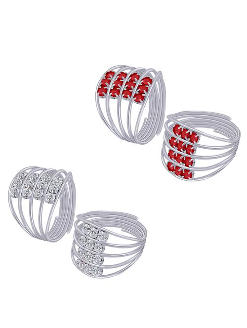 silver plated toe ring combo - 19734181 - Very Small Image - 1