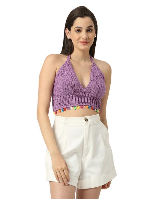 tie back crochet crop top - 19734342 - Very Small Image - 1