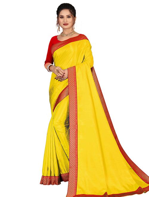 solid lace bordered saree with blouse - 19737103 - Very Small Image - 1