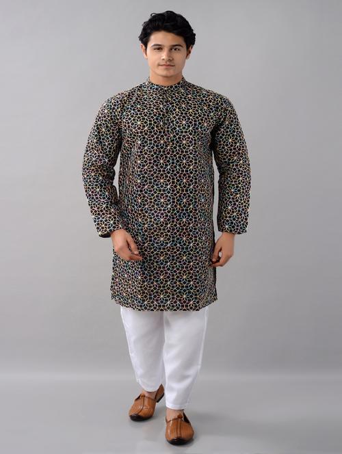 black embroidered long kurta - 19740010 - Very Small Image - 1